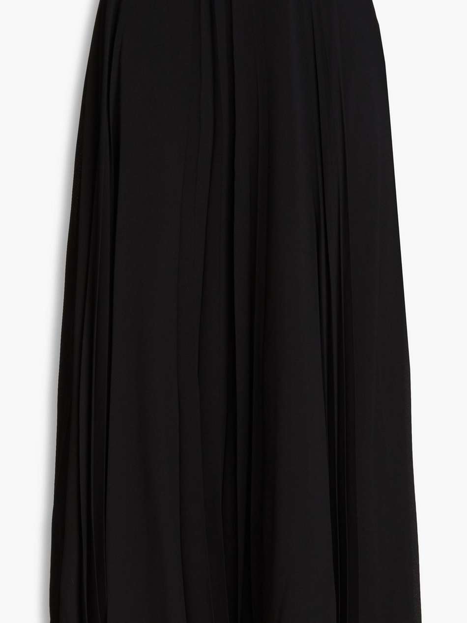 pleated silk-georgette midi skirt