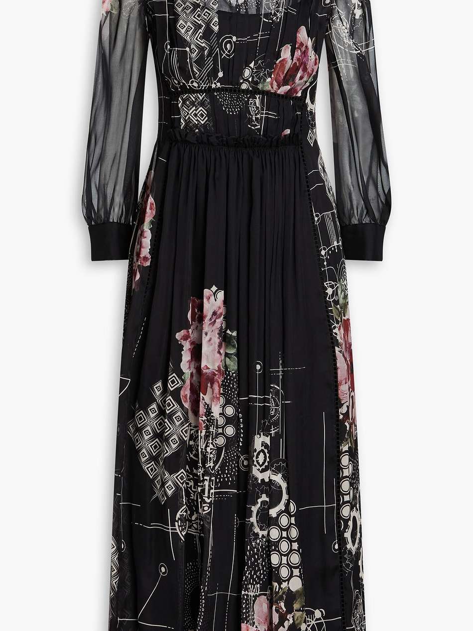 ruffled printed silk-chiffon midi dress
