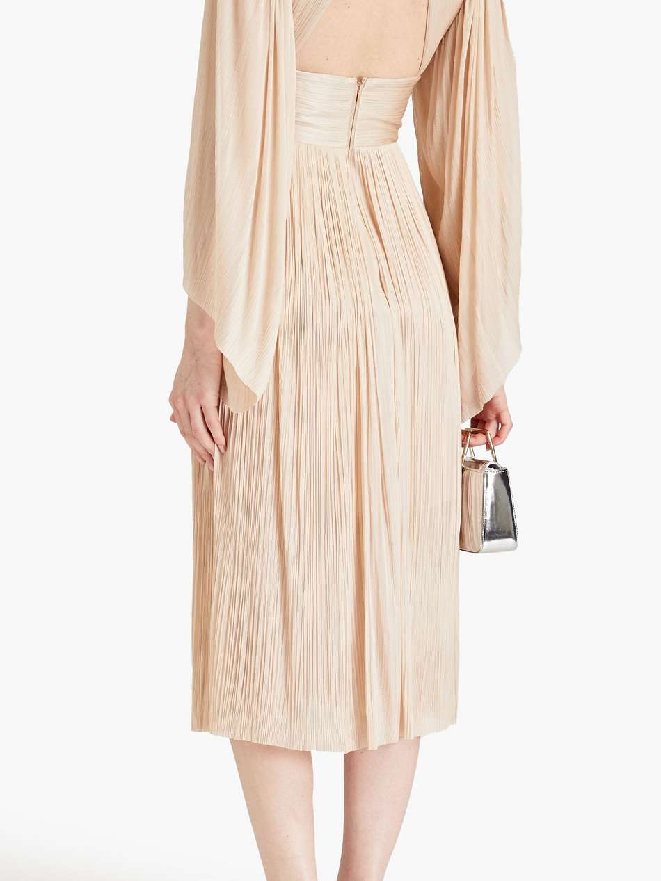 thais plissé silk-tulle midi dress
