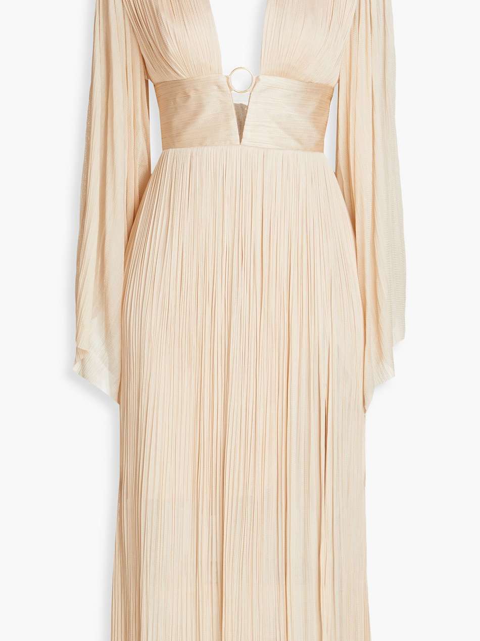 thais plissé silk-tulle midi dress
