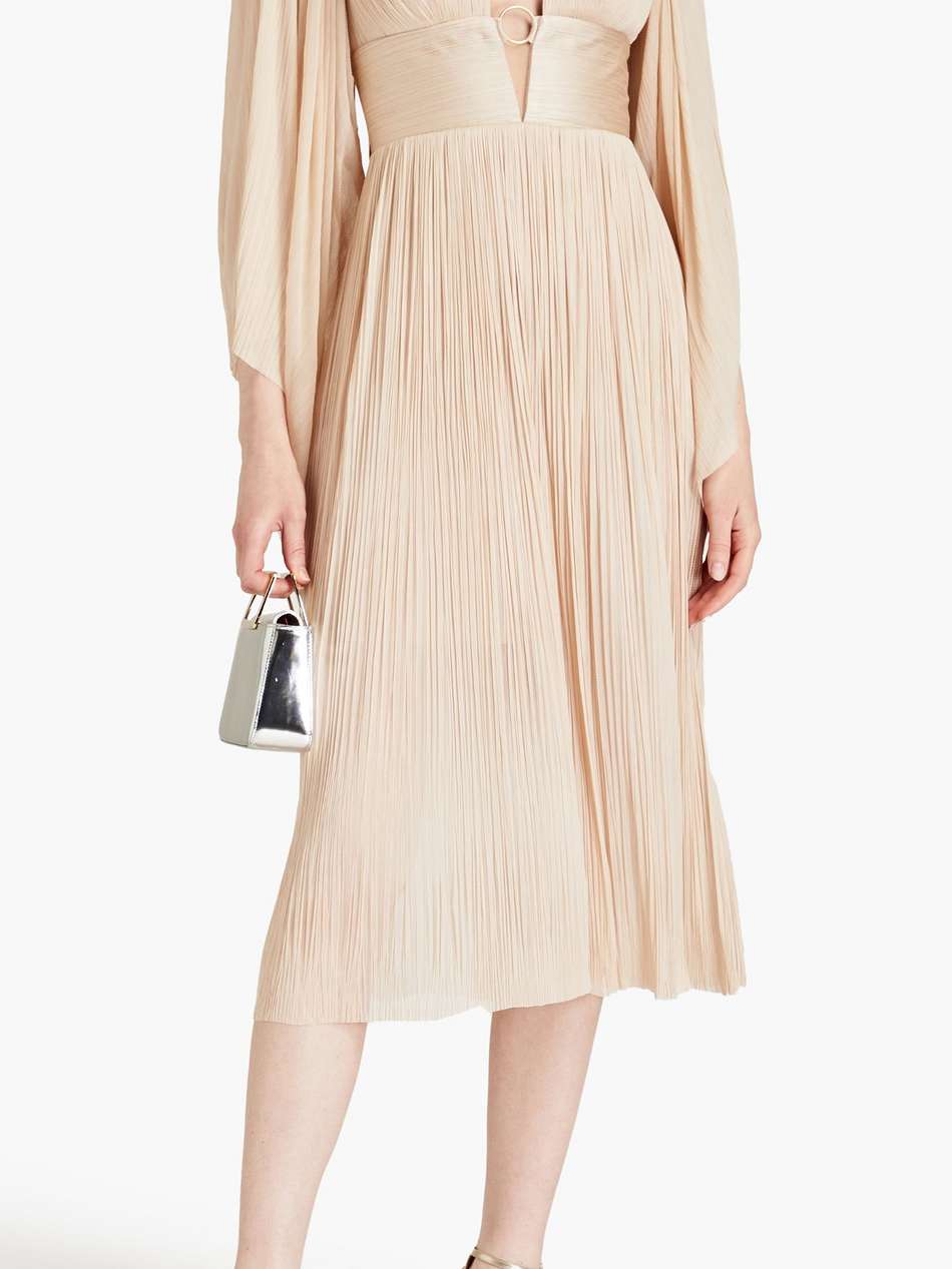 thais plissé silk-tulle midi dress