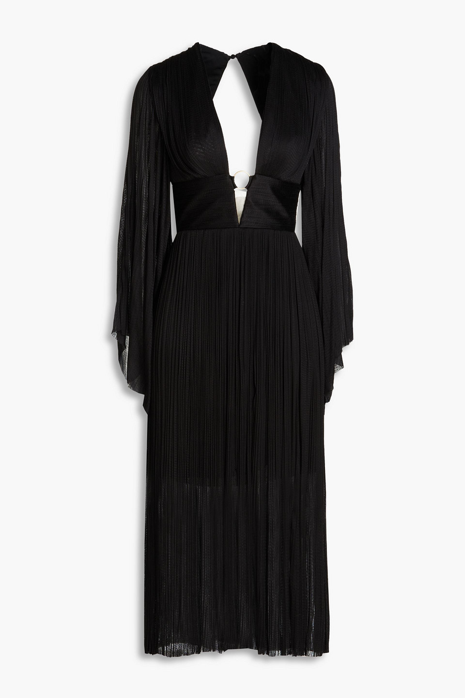 Maria Lucia Hohan Thais Cutout Plissé Silk-tulle Midi Dress In Black
