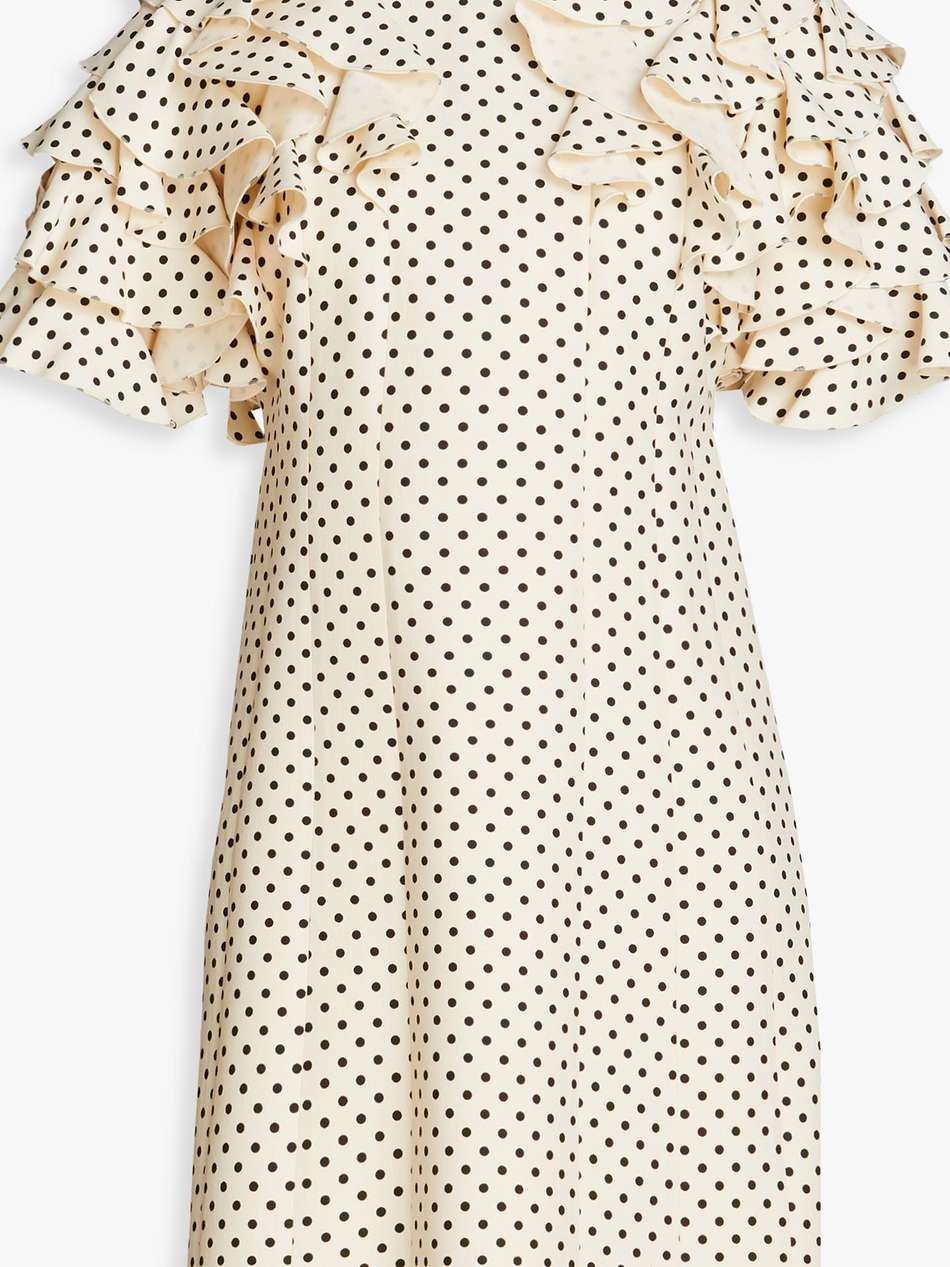 ruffled polka-dot wool and silk-blend crepe mini dress