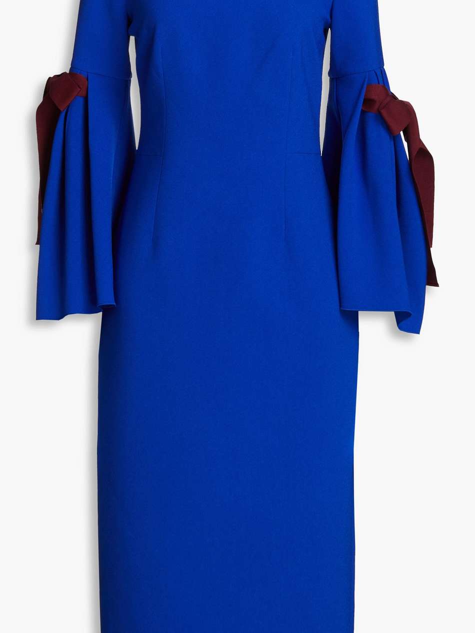 venturi bow-embellished crepe midi dress