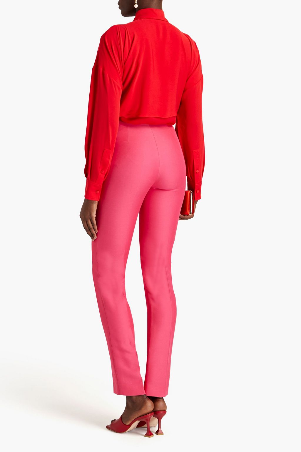VALENTINO GARAVANI Silk and wool-blend crepe straight-leg pants