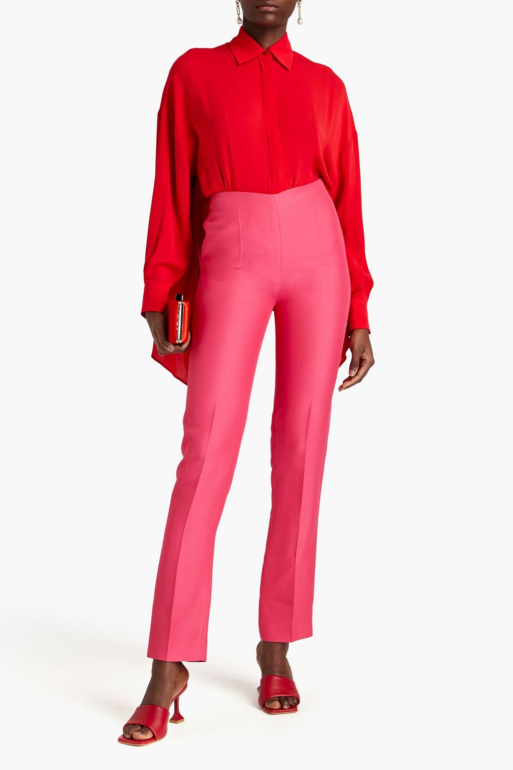 VALENTINO GARAVANI Silk and wool-blend crepe straight-leg pants