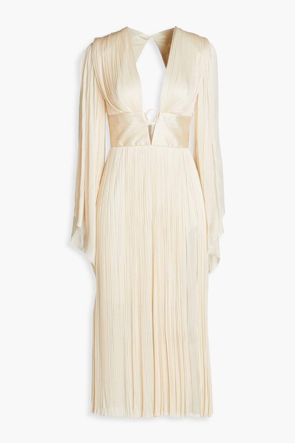 Maria Lucia Hohan Plissé Silk-tulle Midi Dress In Cream