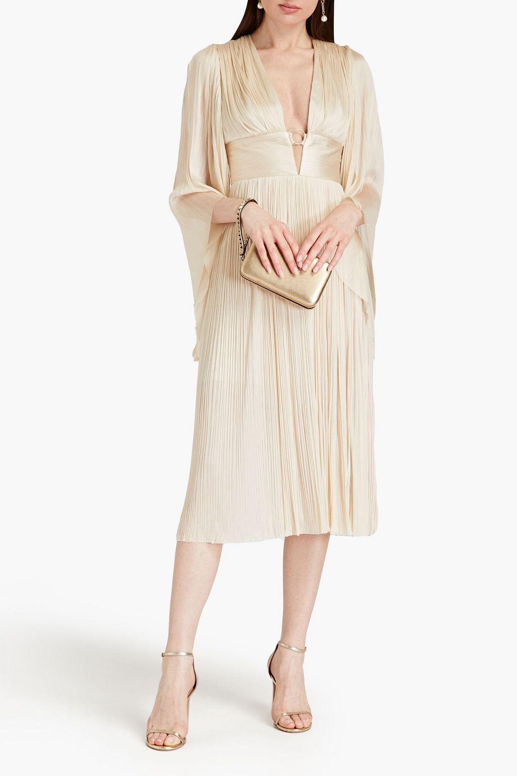 MARIA LUCIA HOHAN Thais cutout plissé silk-tulle midi dress