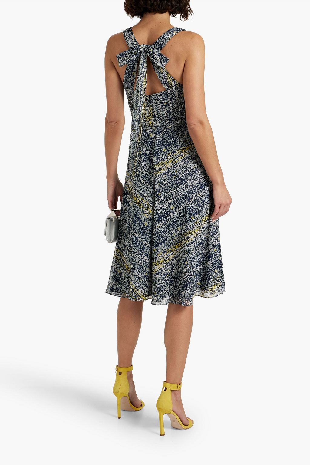 MIKAEL AGHAL Midikleid aus Chiffon mit Metallic-Fil-Coupé und Print