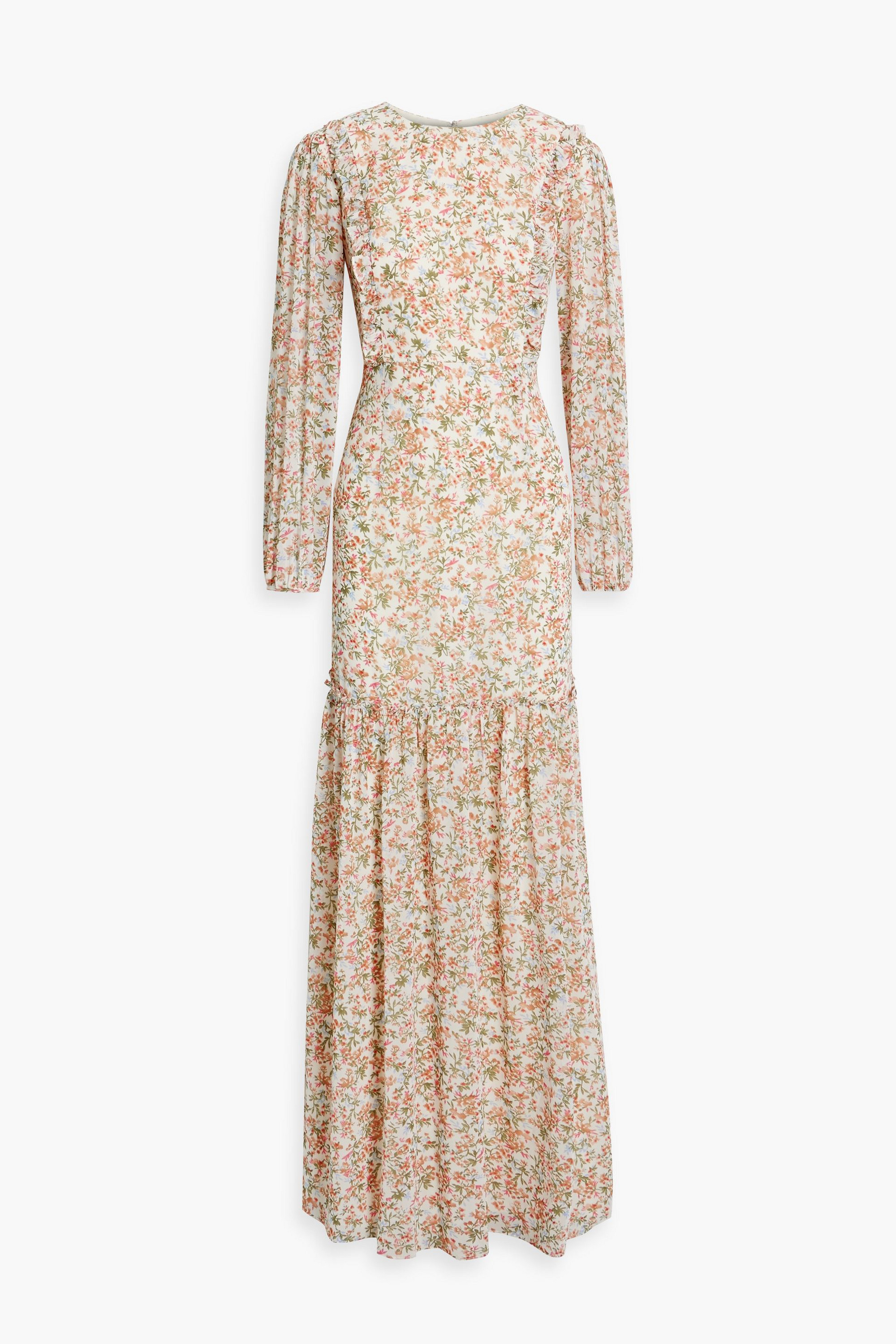 MIKAEL AGHAL Gathered floral-print crepe de chine maxi dress thumbnail