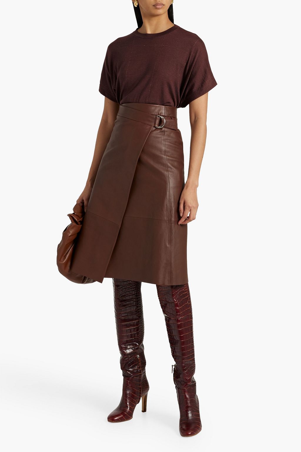 BRUNELLO CUCINELLI Checked metallic cashmere and silk-blend T-shirt