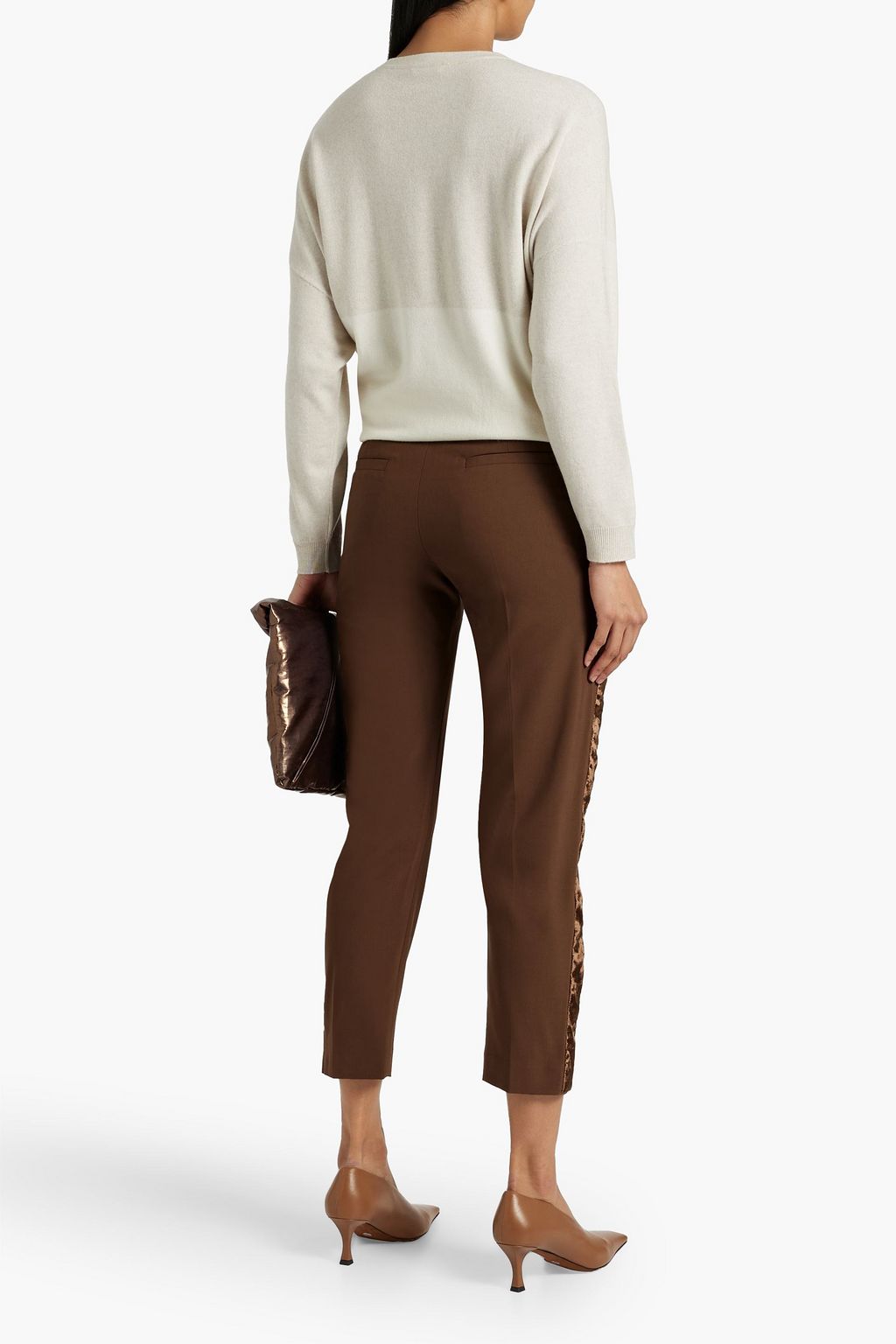 BRUNELLO CUCINELLI Bead-embellished two-tone cashmere sweater