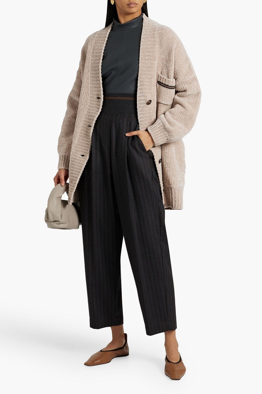 BRUNELLO CUCINELLI Bead-embellished cashmere-blend cardigan