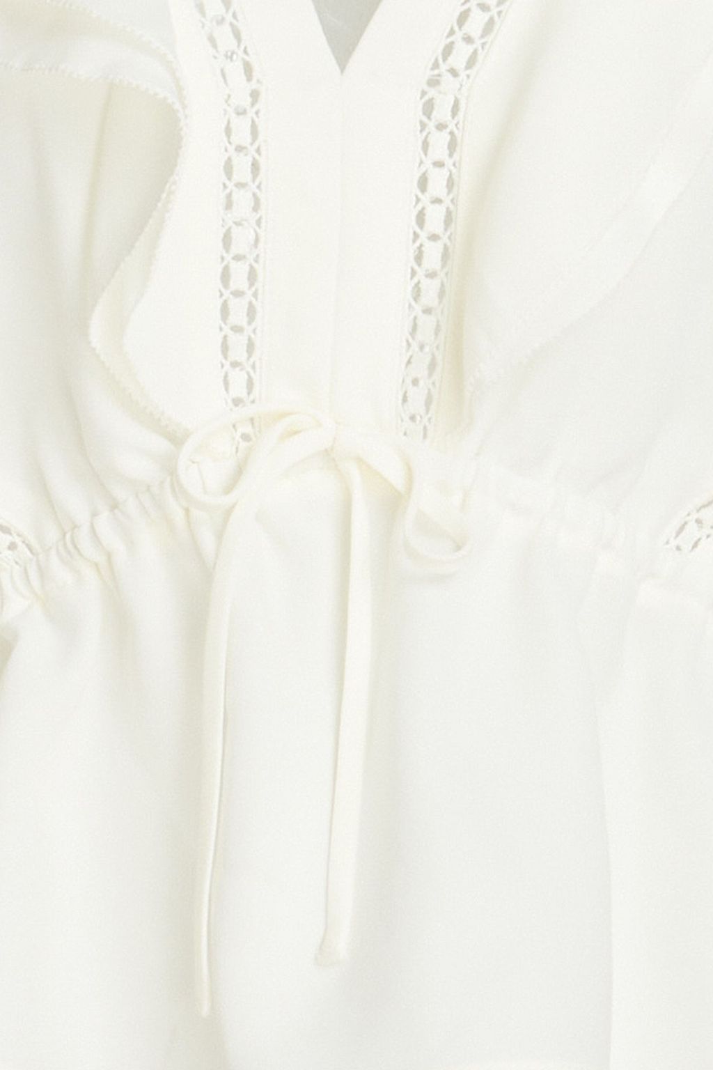 DEREK LAM 10 CROSBY Ruffled embroidered crepe blouse