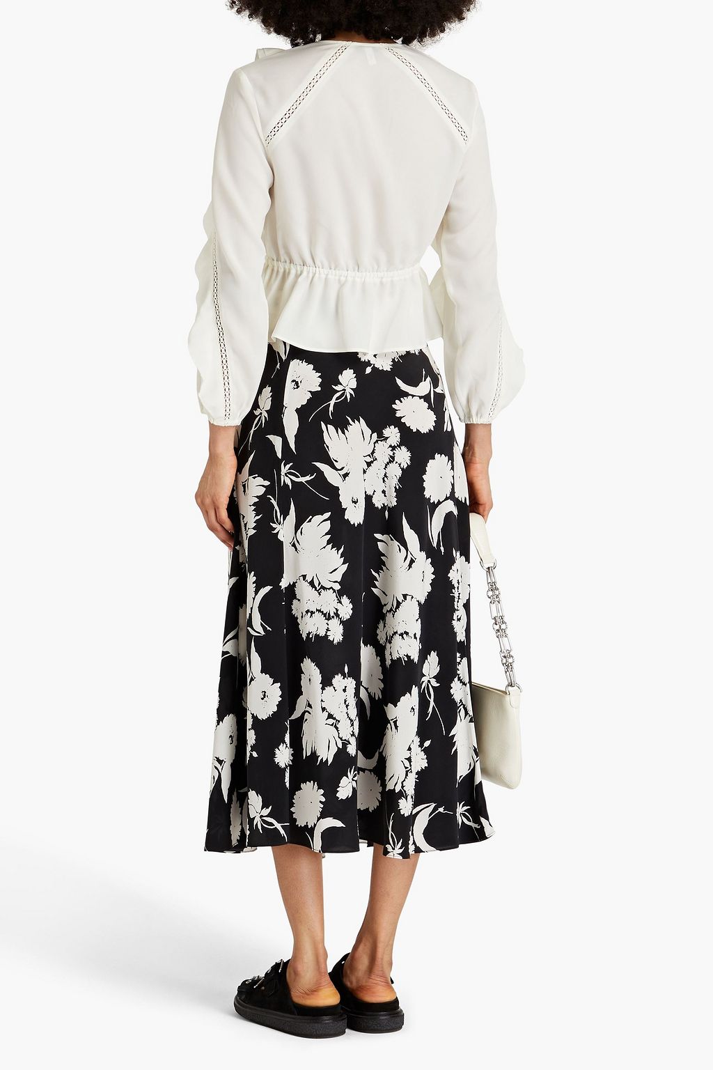 DEREK LAM 10 CROSBY Ruffled embroidered crepe blouse