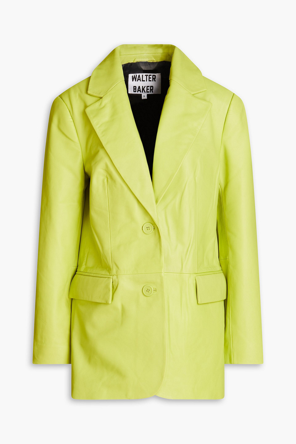 Shop Walter Baker Kira Leather Blazer In Lime Green