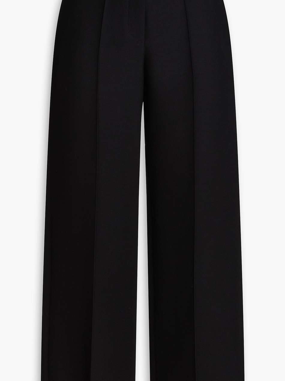 wool and silk-blend twill wide-leg pants