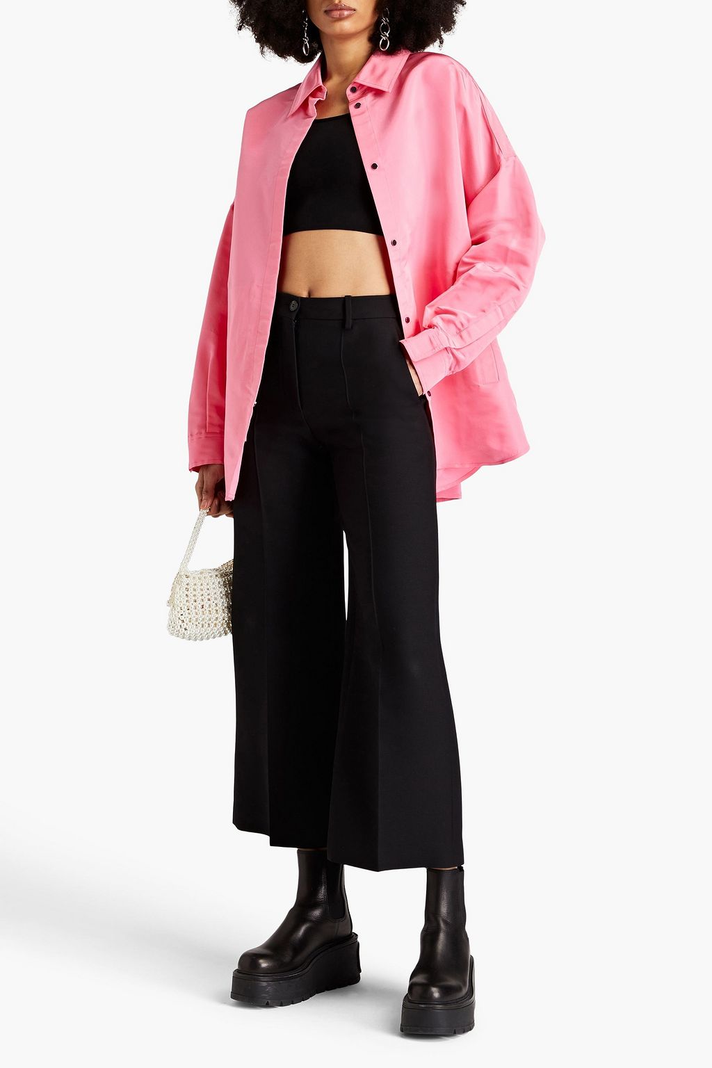 VALENTINO GARAVANI Wool and silk-blend twill wide-leg pants