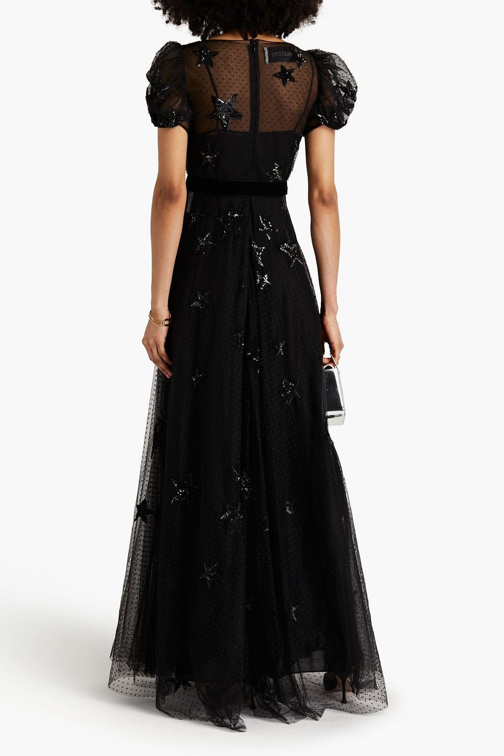 VALENTINO GARAVANI Sequin-embellished point d'esprit gown