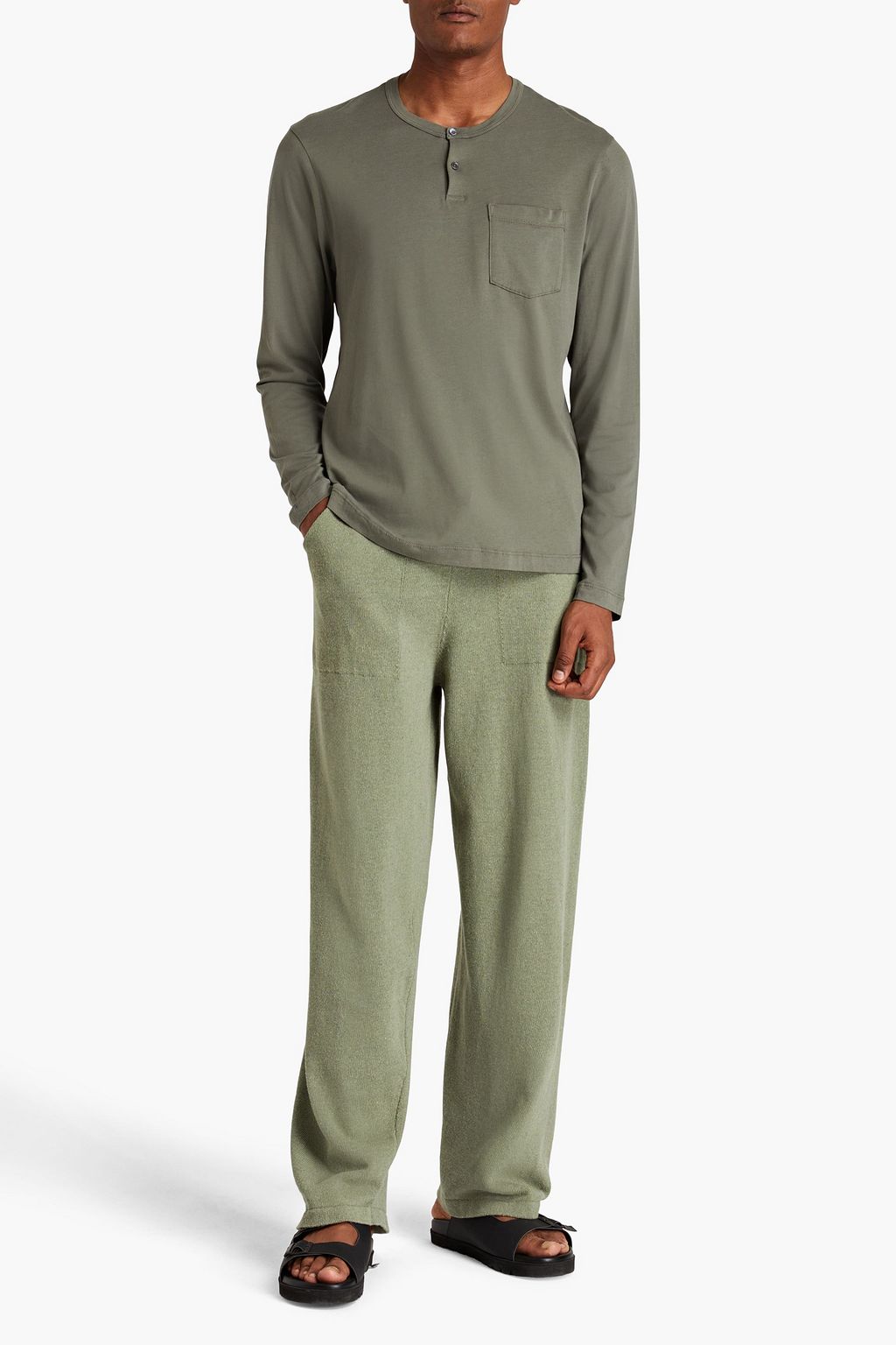 JAMES PERSE Cotton-jersey Henley T-shirt