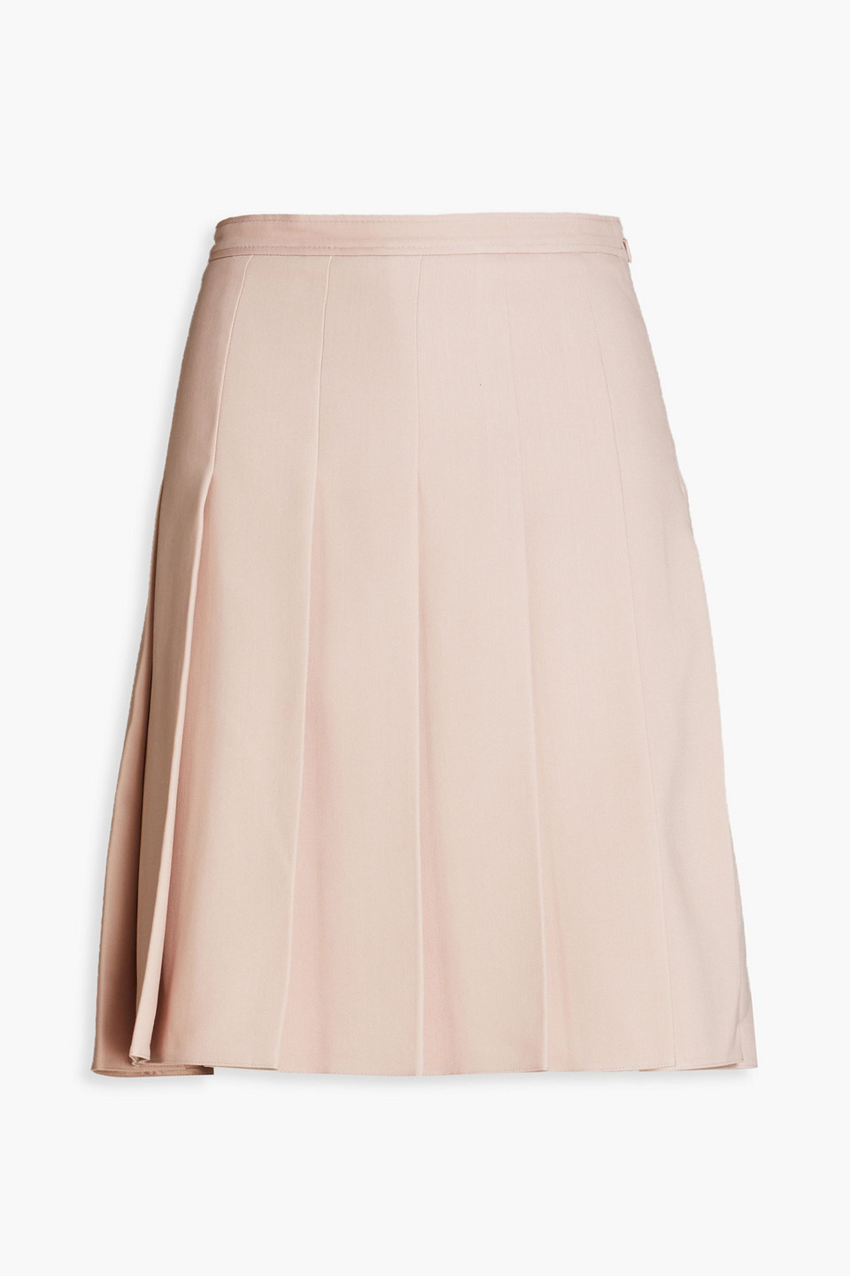 Valentino Pleated Wool And Silk-blend Crepe Skirt In Pink