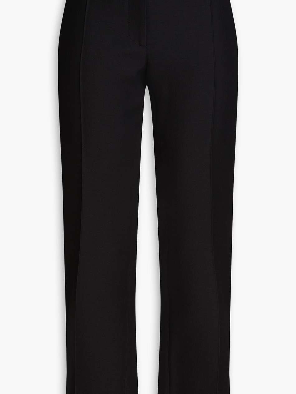 cropped wool and silk-blend crepe bootcut pants