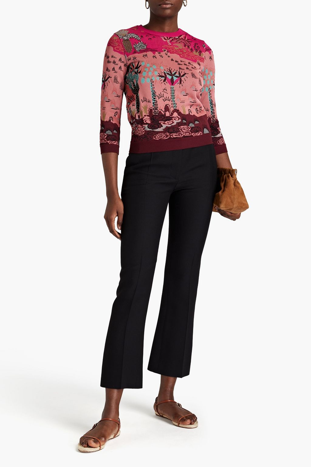 VALENTINO GARAVANI Cropped wool and silk-blend crepe bootcut pants