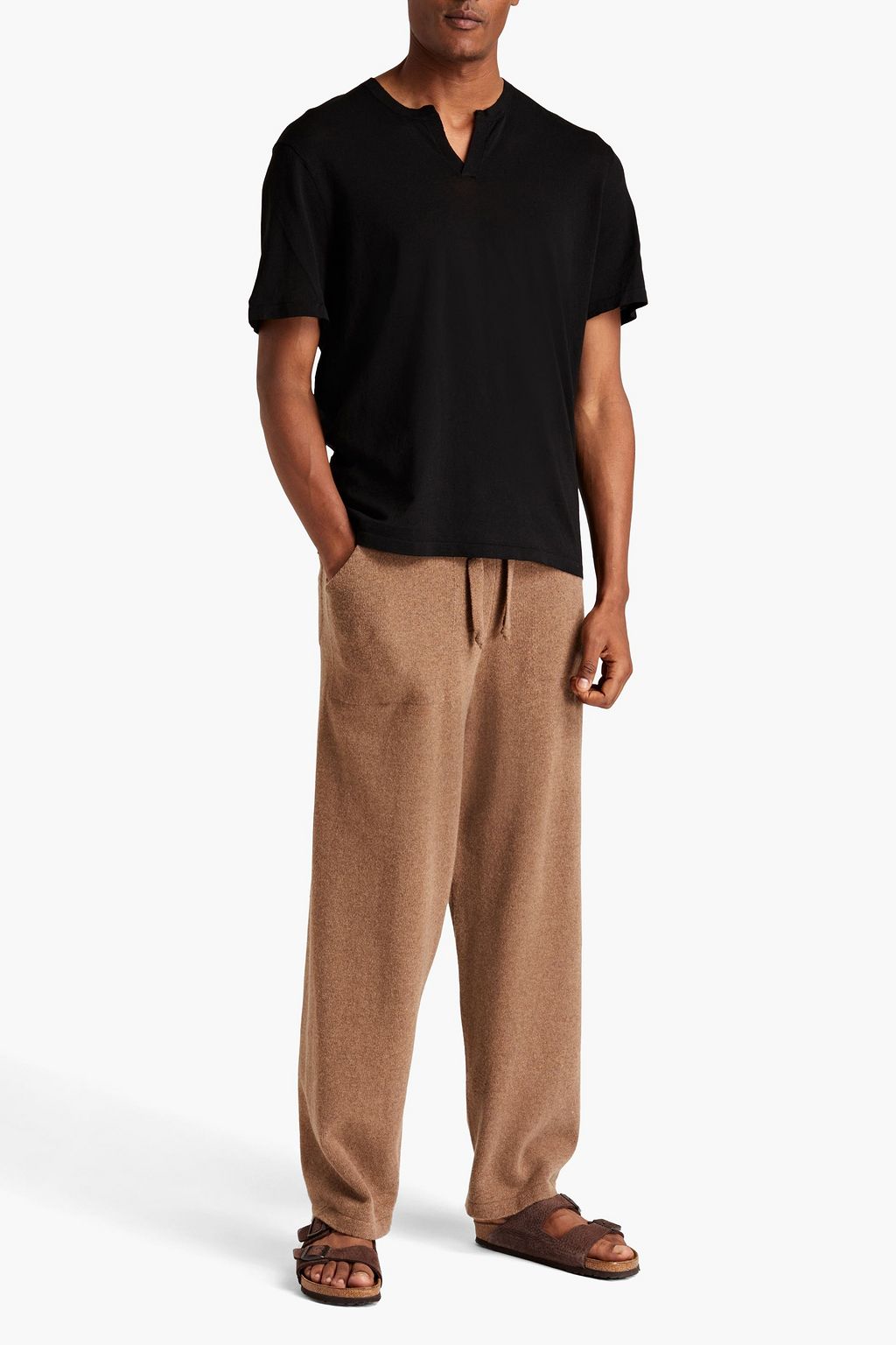 JAMES PERSE Linen-blend jersey Henley T-shirt