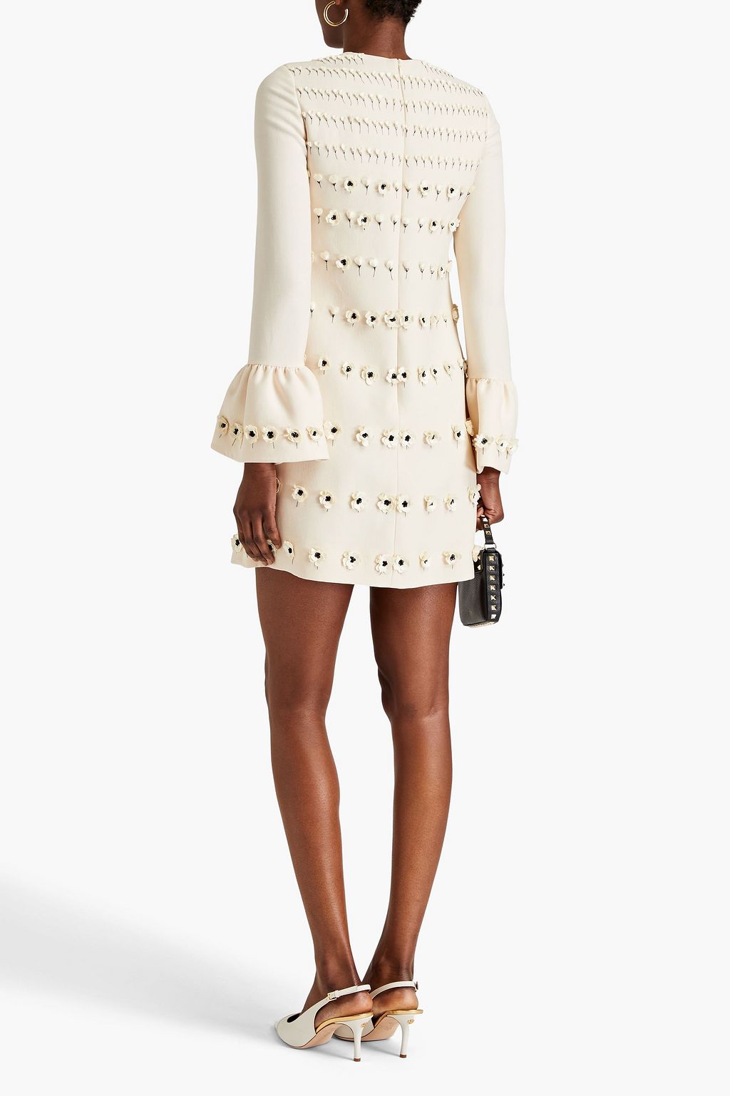 VALENTINO GARAVANI Embellished wool and silk-blend crepe mini dress