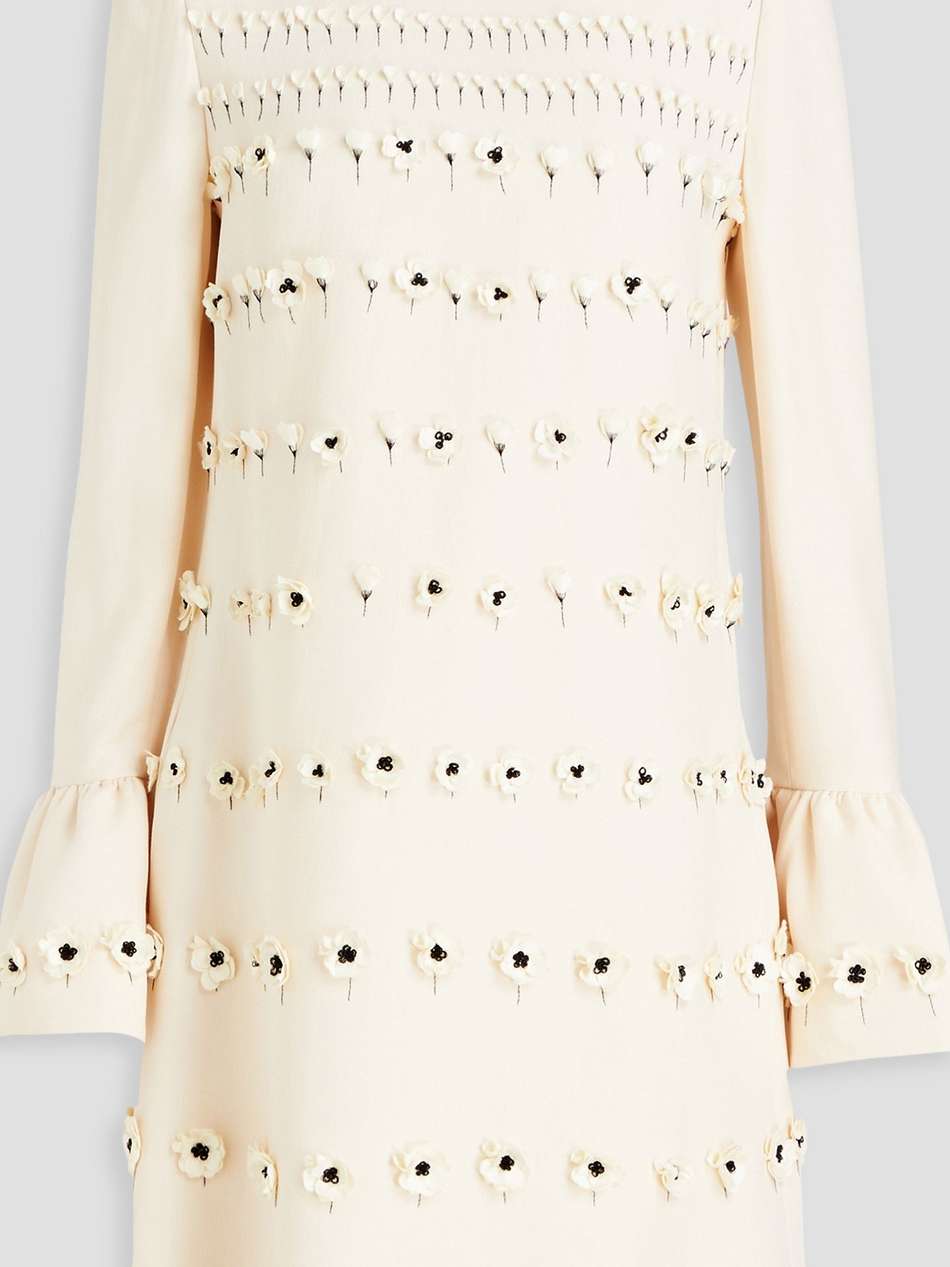 embellished wool and silk-blend crepe mini dress