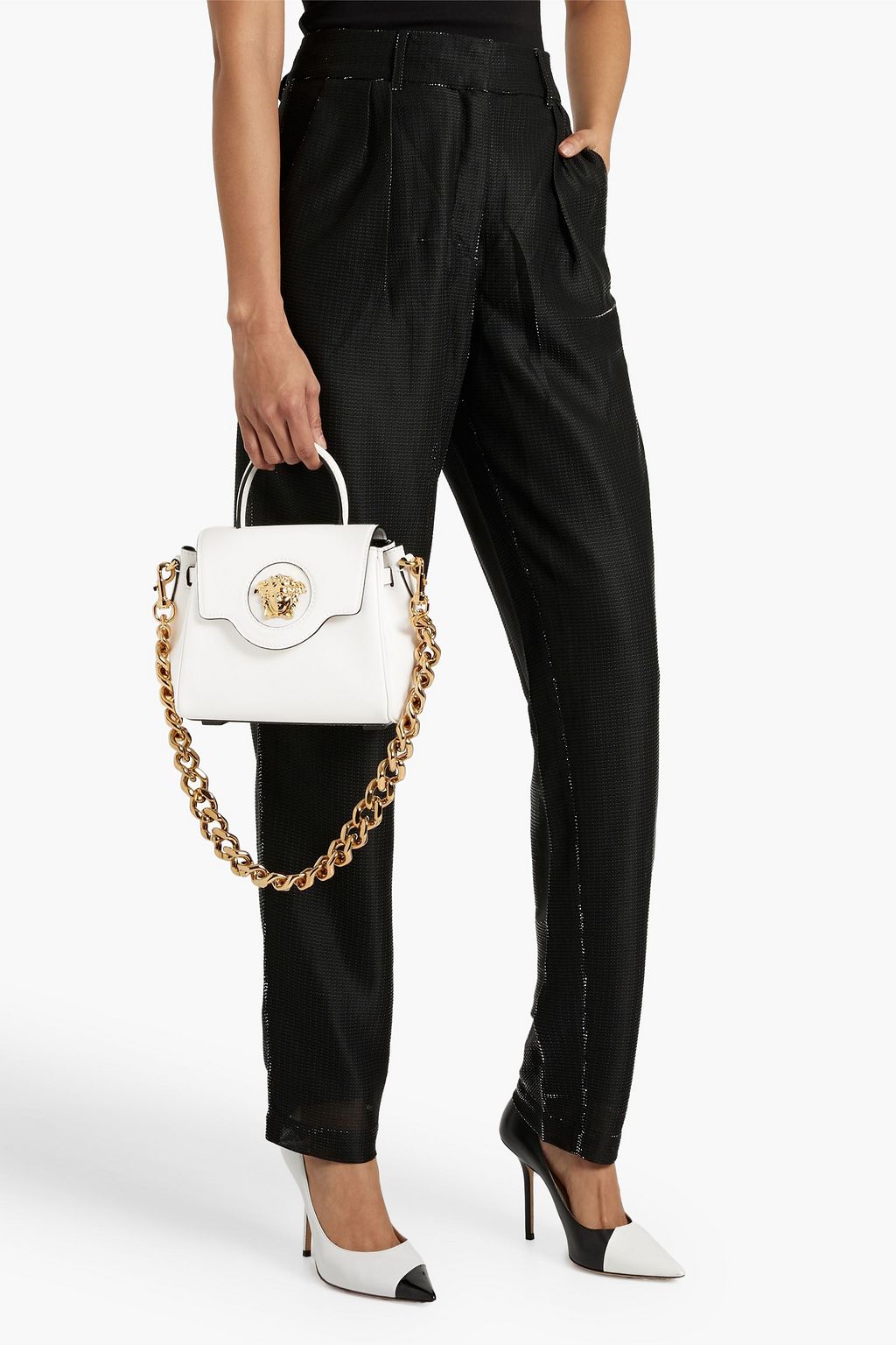 VERSACE La Medusa pebbled-leather shoulder bag