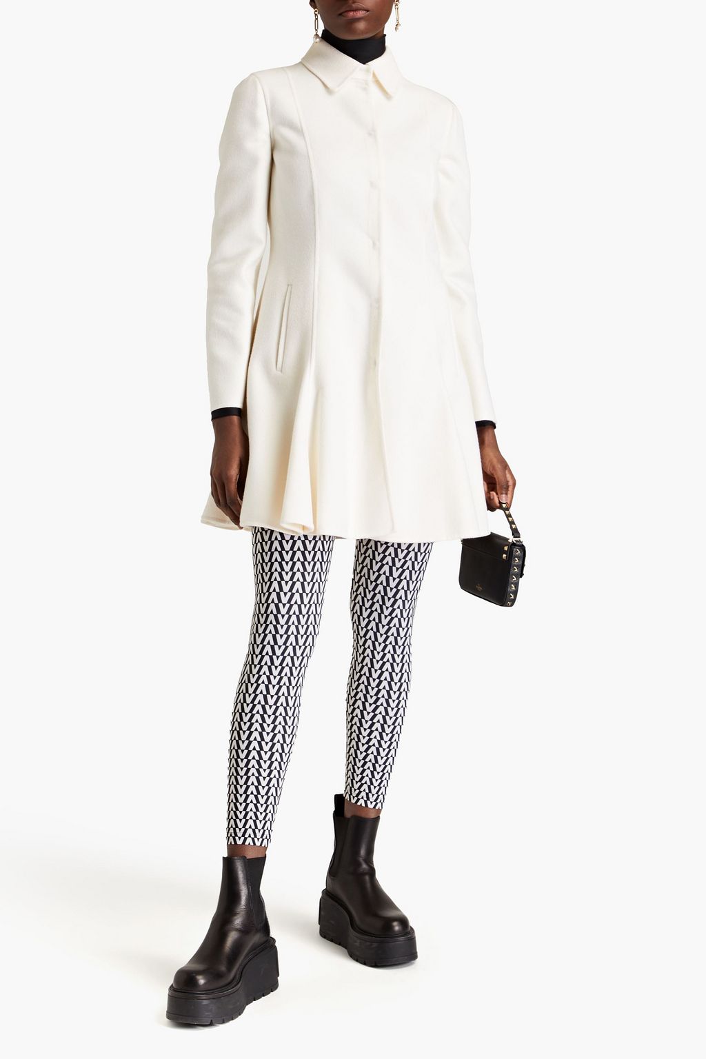 VALENTINO GARAVANI Flared wool and cashmere-blend felt coat