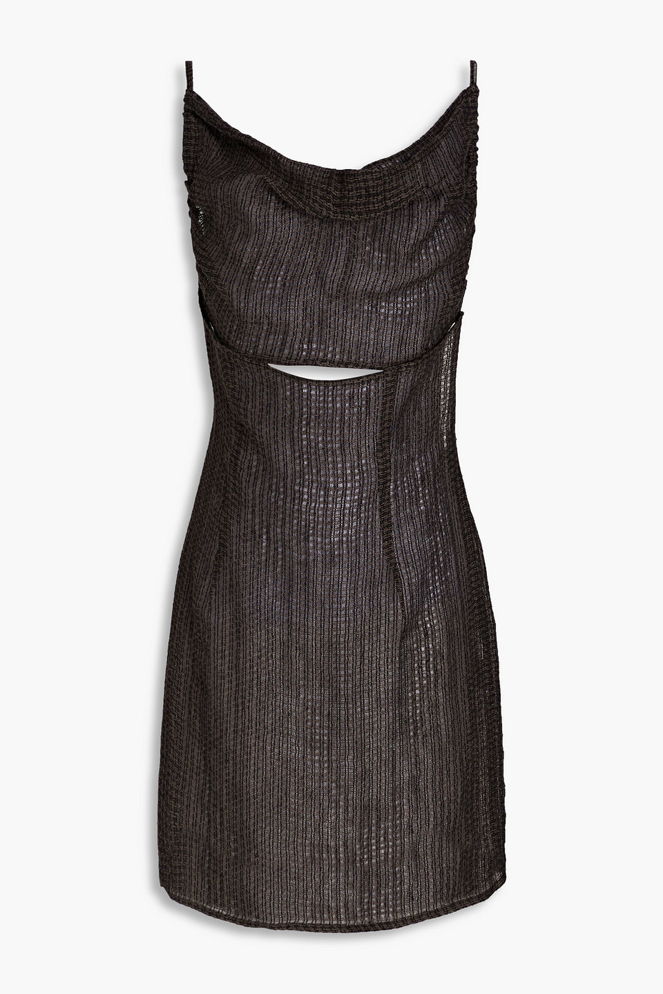 Le Kasha Cutout Linen-gauze Mini Dress In Dark Gray
