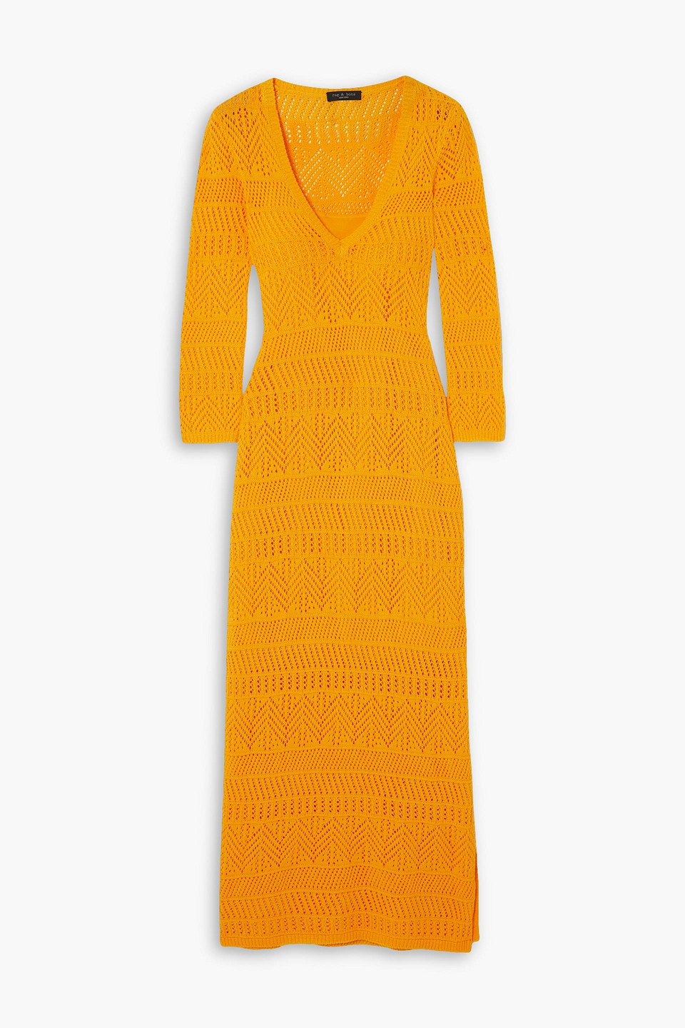 Shop Rag & Bone Renee Crocheted Cotton-blend Midi Dress In Orange