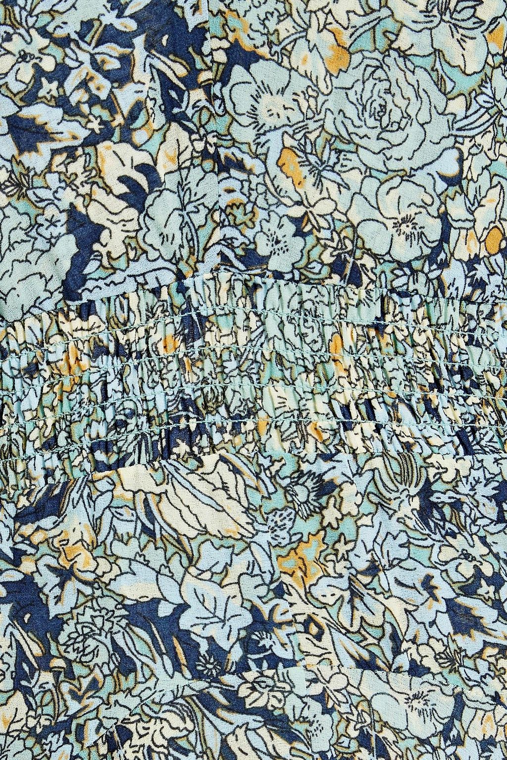 MAJE Shirred floral-print crepe midi dress