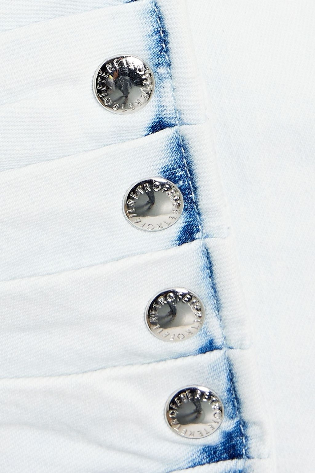 RETROFÊTE Pleated acid-wash denim mini dress