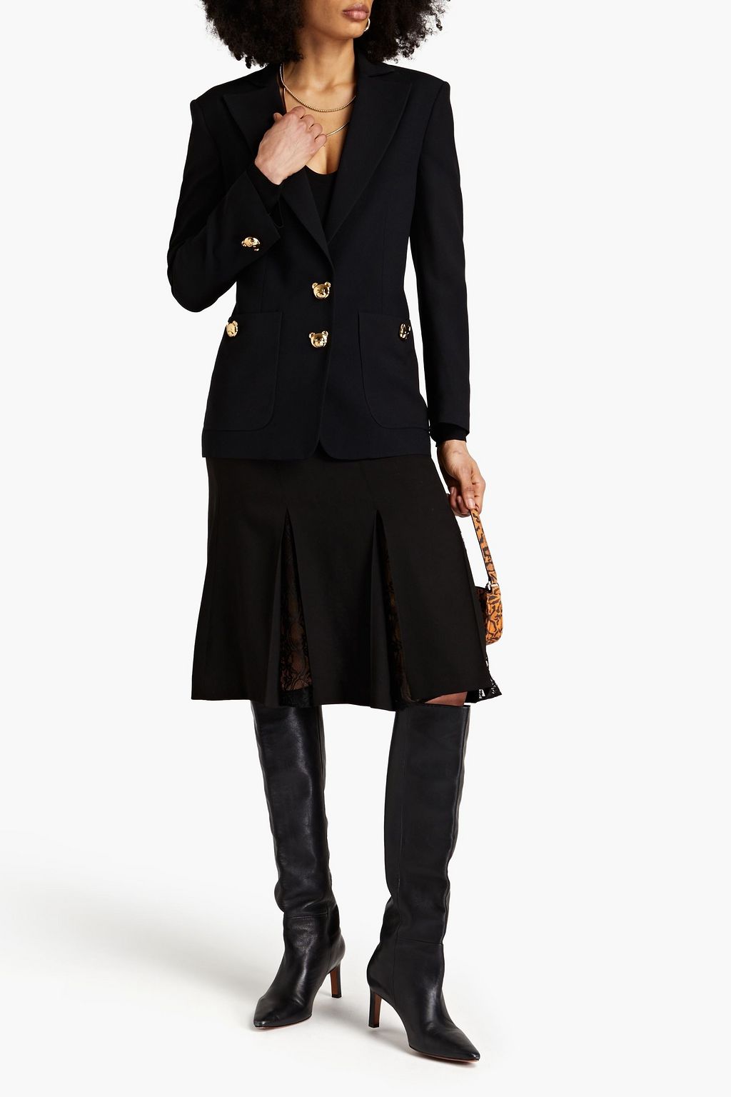 BOUTIQUE MOSCHINO Lace-paneled crepe skirt