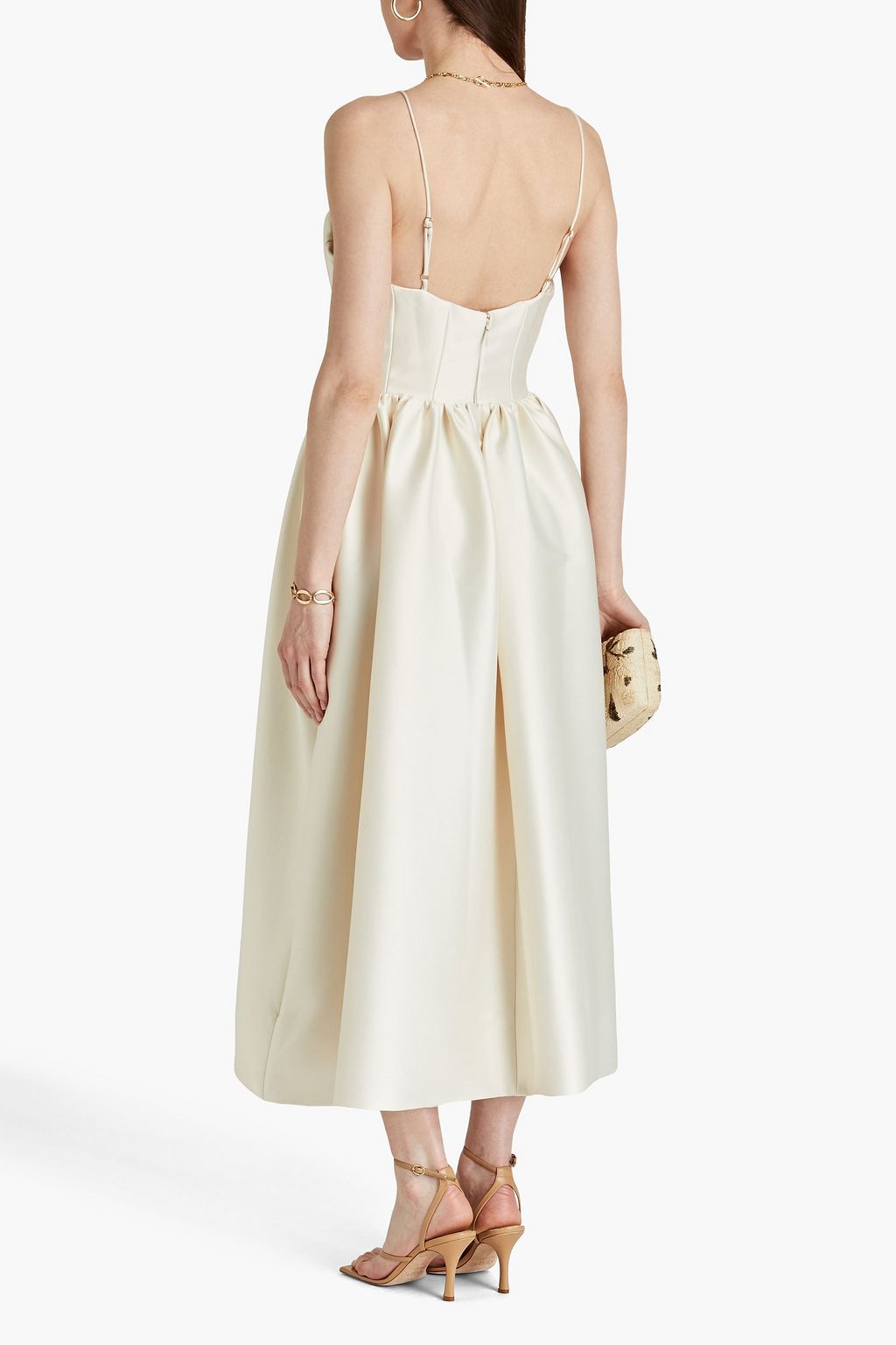 NICHOLAS Gathered satin midi dress