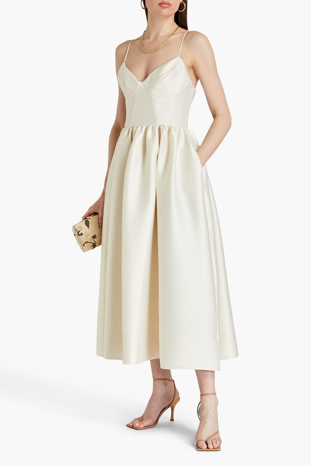 NICHOLAS Gathered satin midi dress