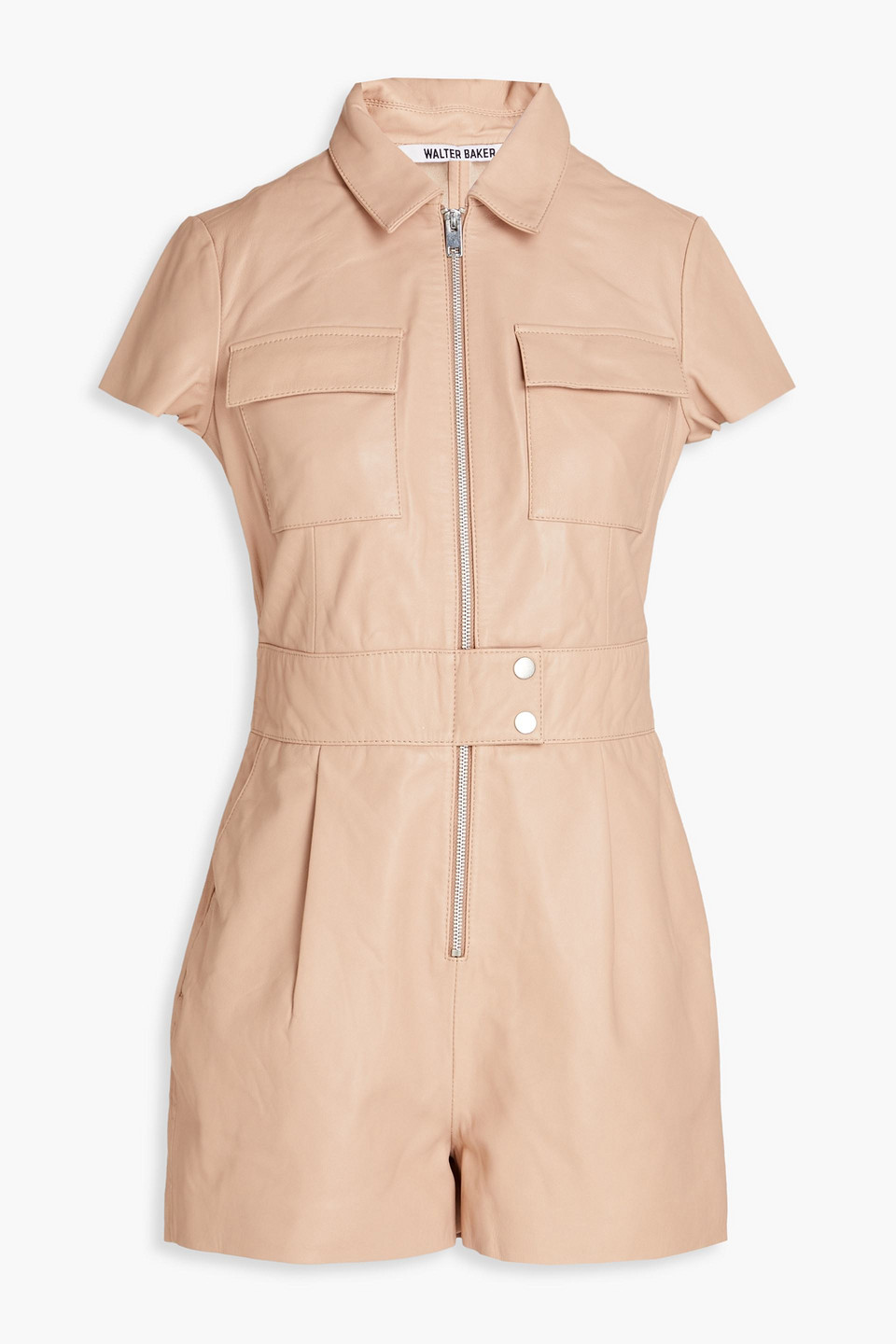 Walter Baker Pleated Leather Playsuit In Blush