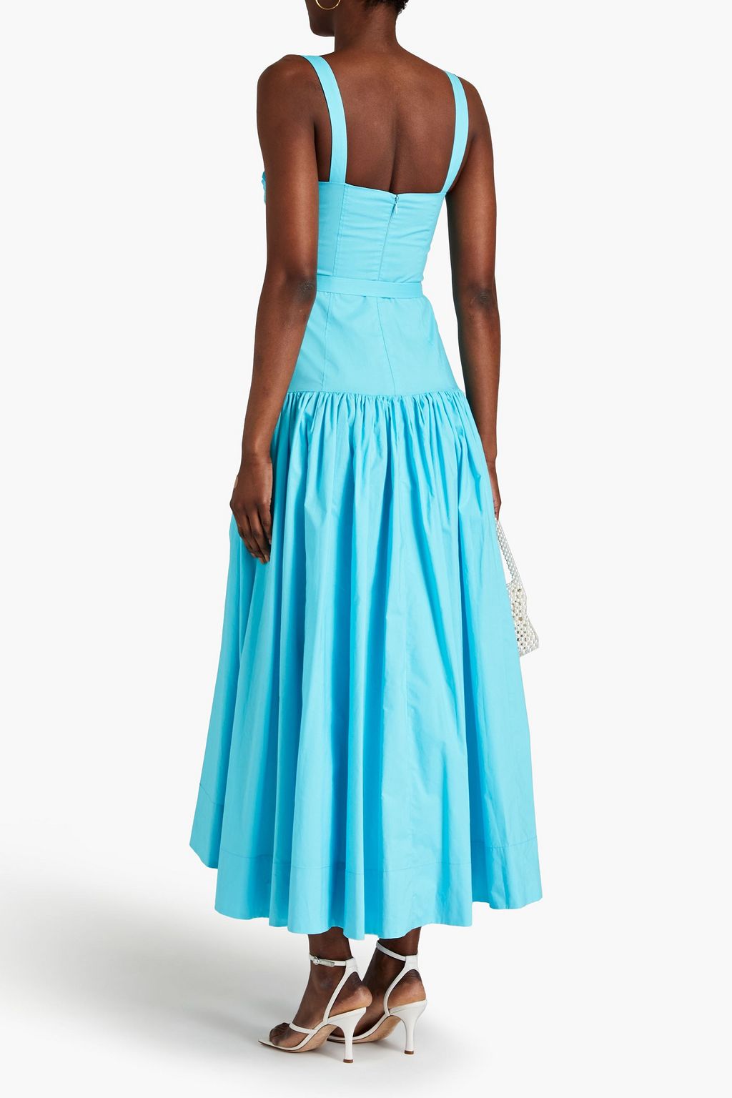 NICHOLAS Gathered cotton-poplin midi dress