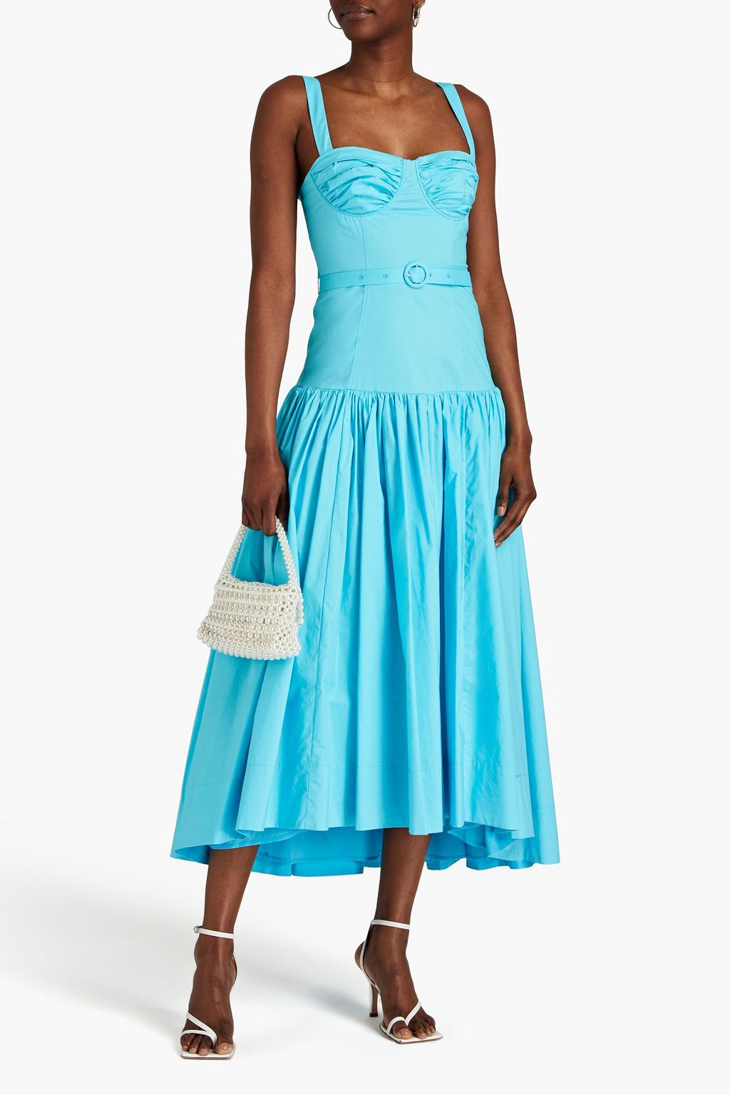 NICHOLAS Gathered cotton-poplin midi dress