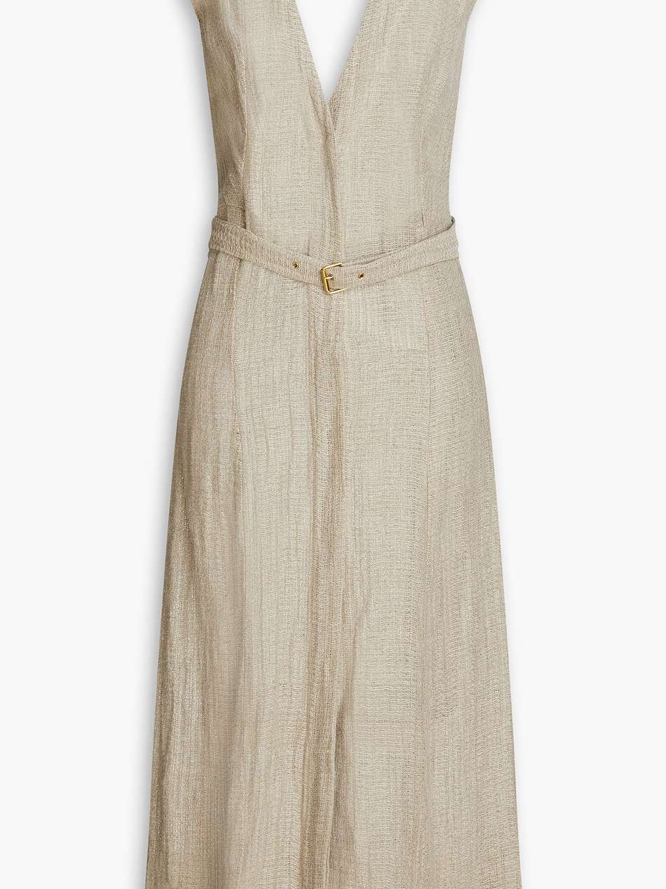 cutout linen-gauze midi dress