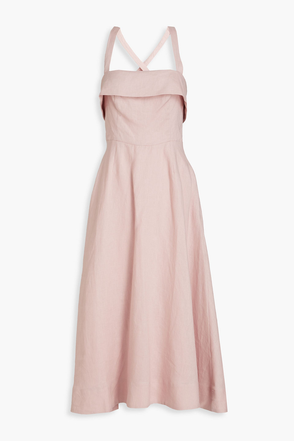 sachin and babi light blue dress Nicholas Makenna Drop Waist Corset Linen Midi Dress in White main image 1
