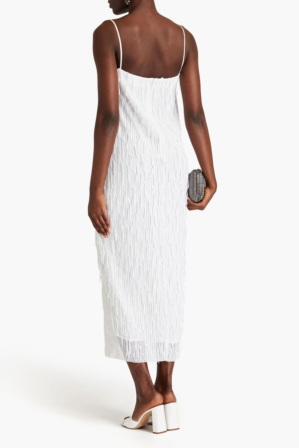 VANESSA COCCHIARO Cher fringed sequined tulle midi dress
