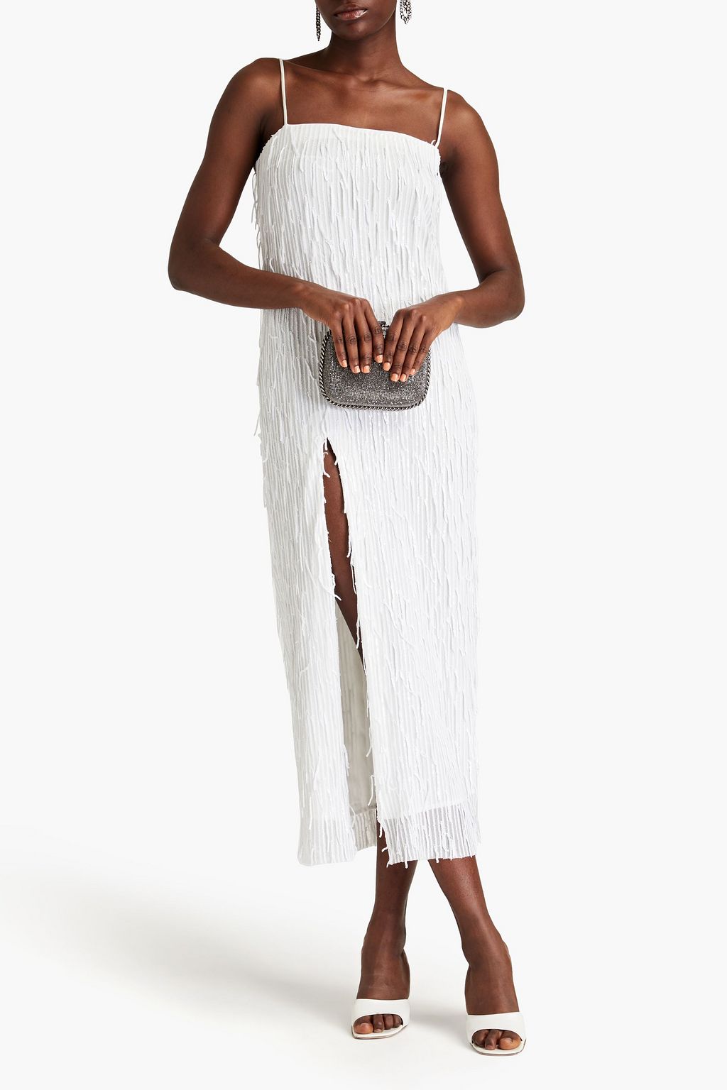 VANESSA COCCHIARO Cher fringed sequined tulle midi dress