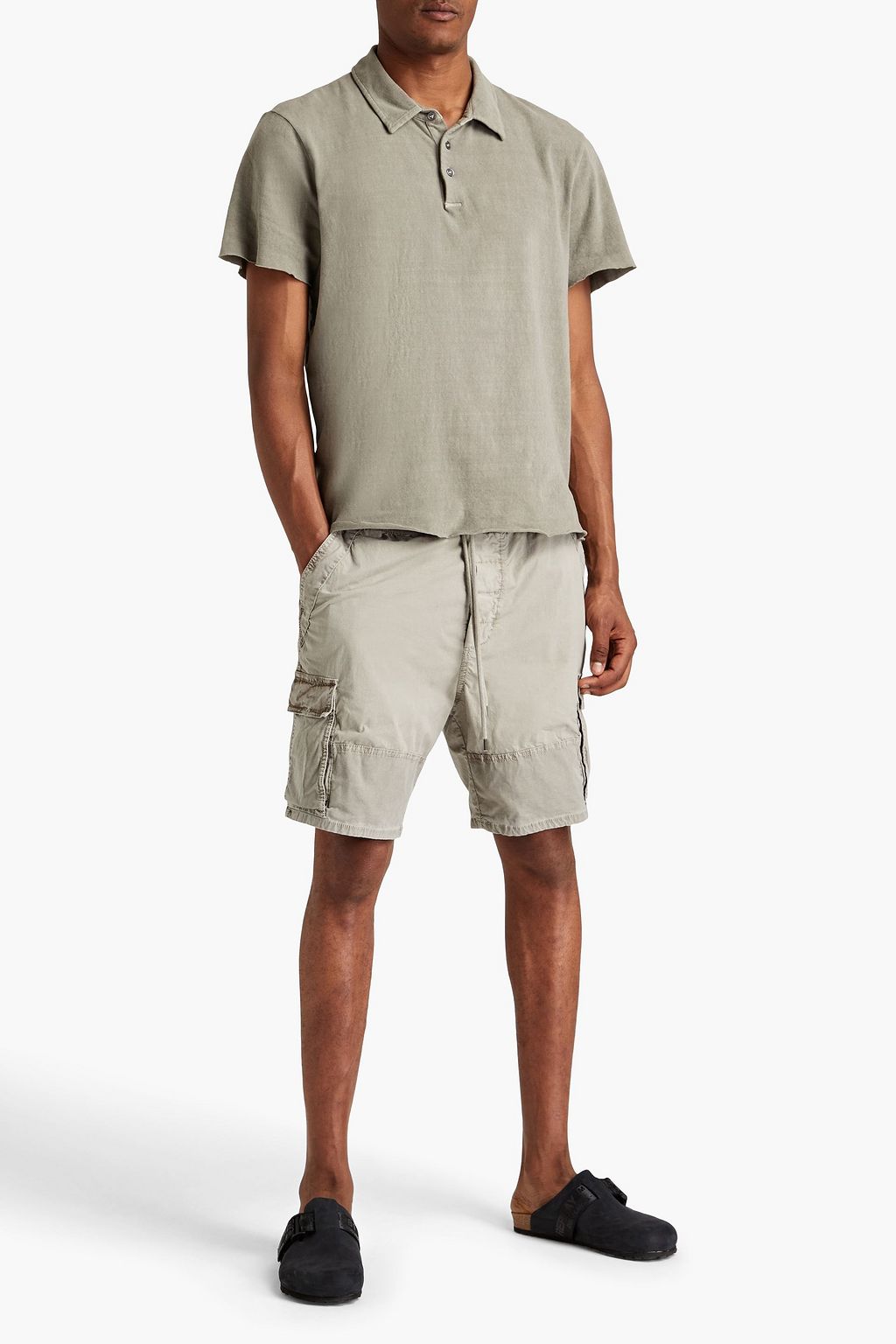 JAMES PERSE Brushed cotton-blend polo shirt