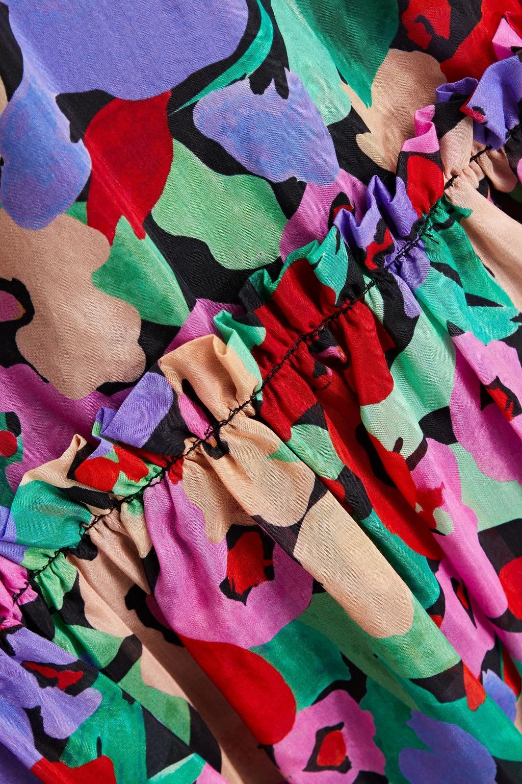 NICHOLAS Shirred cotton and silk-blend voile mini dress