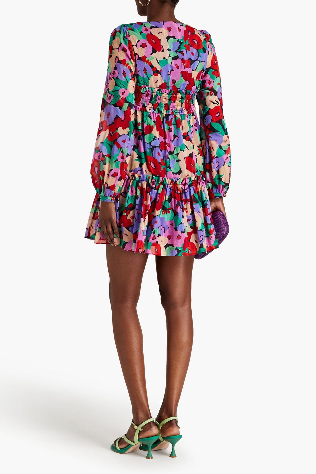 NICHOLAS Shirred cotton and silk-blend voile mini dress