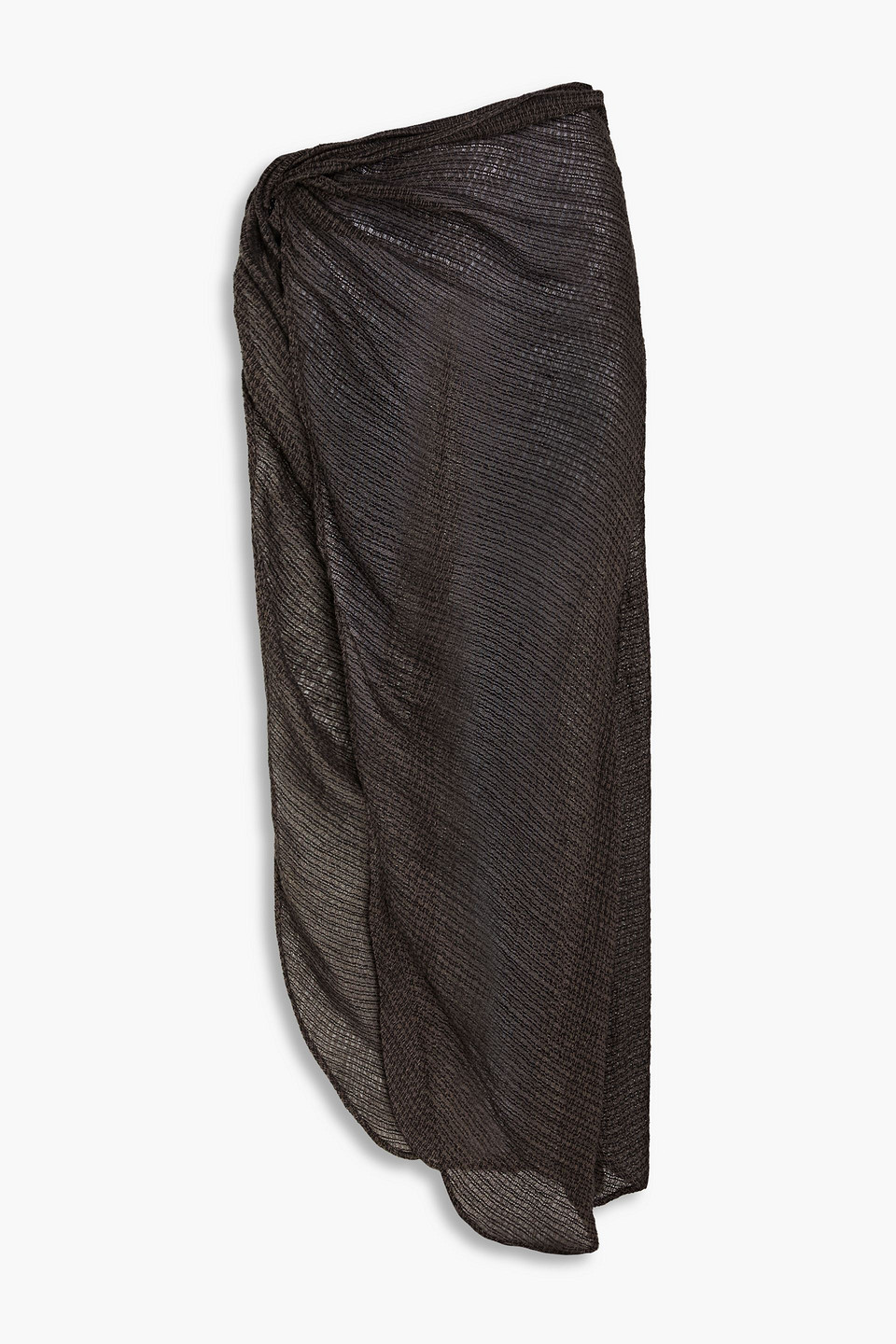 Le Kasha Draped Linen-gauze Maxi Skirt In Dark Gray